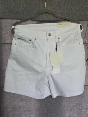 Calvin Klein Jeans High Rise White Denim Shorts size 27